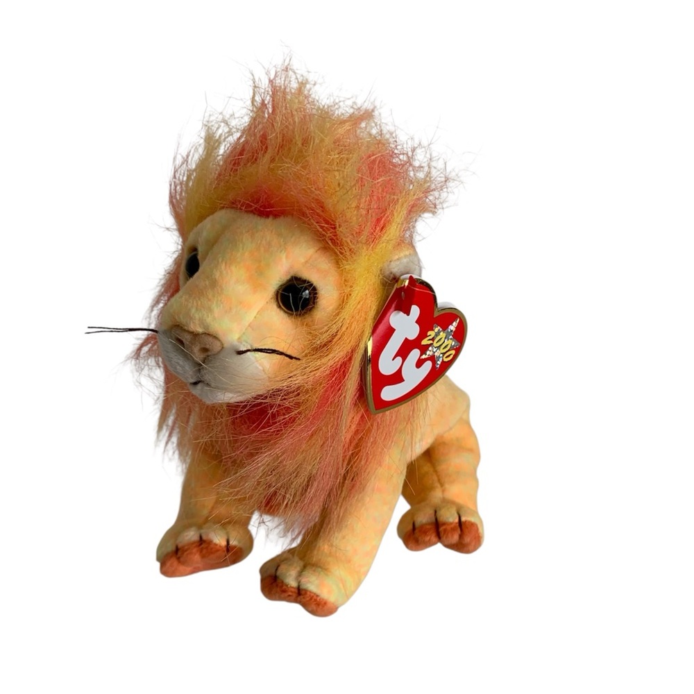 Vintage NWT Beanie Baby Ty Bushy the Lion 2000 Retired Stuffed Animal Orange